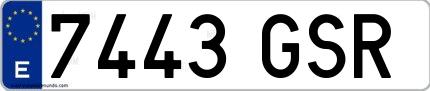 Ejemplo de matrícula española 7443 GSR