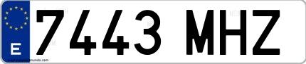 Ejemplo de matrícula española 7443 MHZ