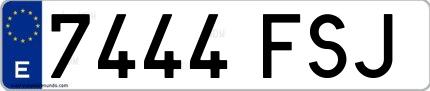Ejemplo de matrícula española 7444 FSJ