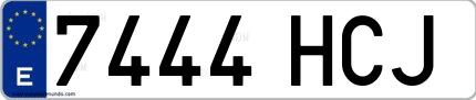 Ejemplo de matrícula española 7444 HCJ