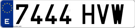 Ejemplo de matrícula de coche ordinaria 7444 HVW