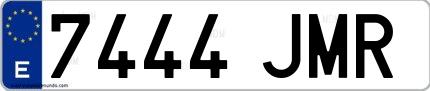 Ejemplo de matrícula española 7444 JMR