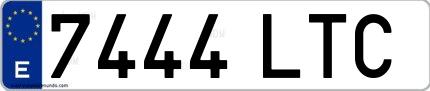 Ejemplo de matrícula española 7444 LTC