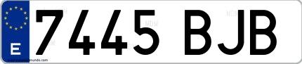 Ejemplo de matrícula española 7445 BJB