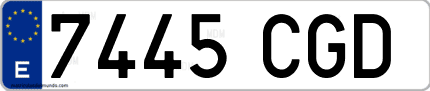 Ejemplo de matrícula de coche ordinaria 7445 CGD