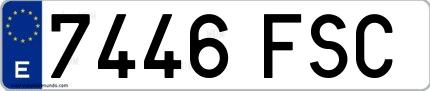 Ejemplo de matrícula española 7446 FSC