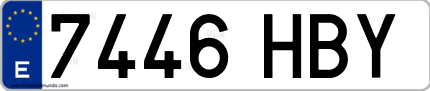 Ejemplo de matrícula de coche ordinaria 7446 HBY