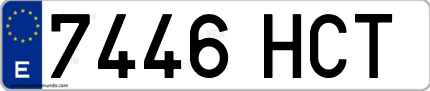Ejemplo de matrícula de coche ordinaria 7446 HCT