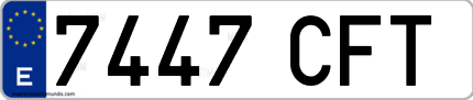 Ejemplo de matrícula de coche ordinaria 7447 CFT