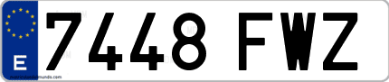 Ejemplo de matrícula de coche ordinaria 7448 FWZ
