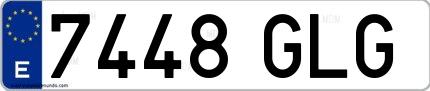Ejemplo de matrícula española 7448 GLG
