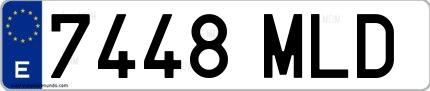 Ejemplo de matrícula española 7448 MLD