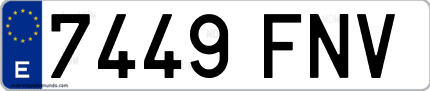 Ejemplo de matrícula de coche ordinaria 7449 FNV