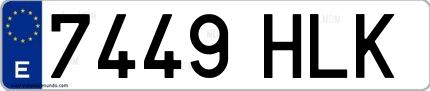 Ejemplo de matrícula española 7449 HLK