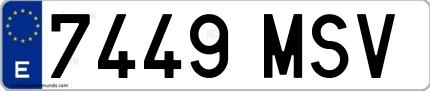 Ejemplo de matrícula española 7449 MSV