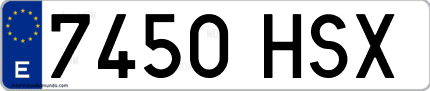 Ejemplo de matrícula de coche ordinaria 7450 HSX