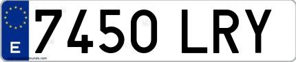 Ejemplo de matrícula española 7450 LRY
