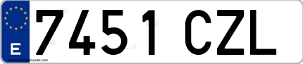 Ejemplo de matrícula de coche ordinaria 7451 CZL