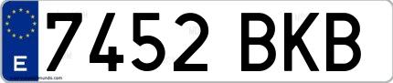 Ejemplo de matrícula española 7452 BKB