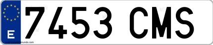 Ejemplo de matrícula española 7453 CMS