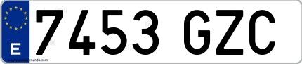 Ejemplo de matrícula española 7453 GZC
