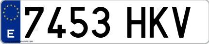 Ejemplo de matrícula española 7453 HKV