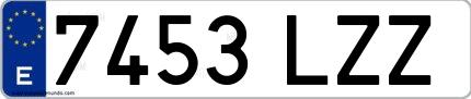 Ejemplo de matrícula española 7453 LZZ