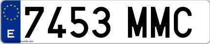 Ejemplo de matrícula española 7453 MMC