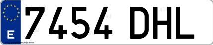 Ejemplo de matrícula española 7454 DHL