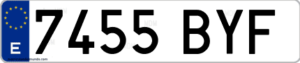 Ejemplo de matrícula de coche ordinaria 7455 BYF
