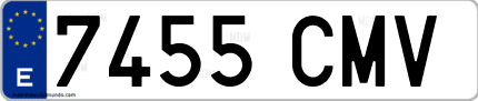 Ejemplo de matrícula de coche ordinaria 7455 CMV
