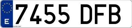 Ejemplo de matrícula española 7455 DFB