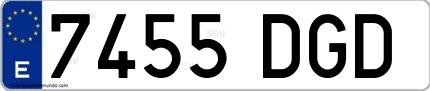 Ejemplo de matrícula española 7455 DGD