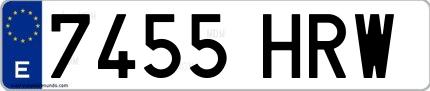 Ejemplo de matrícula española 7455 HRW