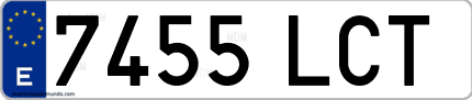 Ejemplo de matrícula de coche ordinaria 7455 LCT