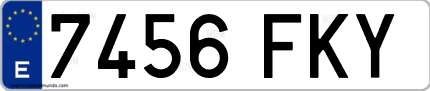 Ejemplo de matrícula de coche ordinaria 7456 FKY