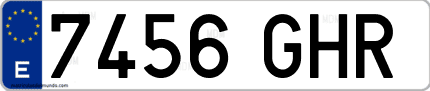 Ejemplo de matrícula de coche ordinaria 7456 GHR