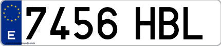 Ejemplo de matrícula de coche ordinaria 7456 HBL