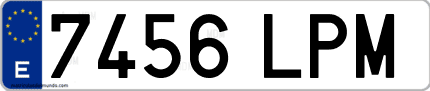 Ejemplo de matrícula de coche ordinaria 7456 LPM