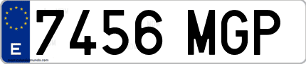 Ejemplo de matrícula de coche ordinaria 7456 MGP