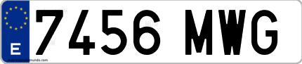 Ejemplo de matrícula de coche ordinaria 7456 MWG