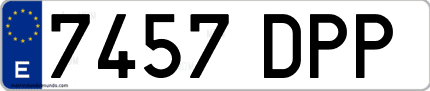 Ejemplo de matrícula de coche ordinaria 7457 DPP