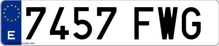Ejemplo de matrícula española 7457 FWG