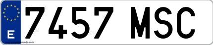 Ejemplo de matrícula española 7457 MSC