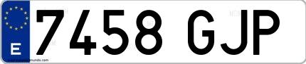 Ejemplo de matrícula española 7458 GJP