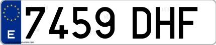 Ejemplo de matrícula española 7459 DHF