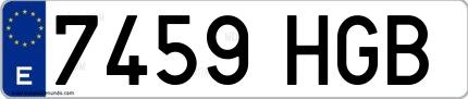 Ejemplo de matrícula española 7459 HGB