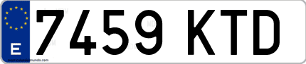 Ejemplo de matrícula de coche ordinaria 7459 KTD