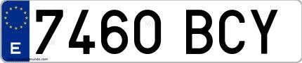 Ejemplo de matrícula española 7460 BCY