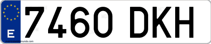 Ejemplo de matrícula de coche ordinaria 7460 DKH